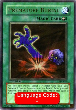 Premature Burial PSV-037 Ultra Rare Poor Englisch