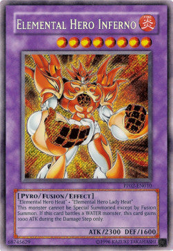 Elementar-HELD Inferno PP02-010 Secret Rare Light Played Deutsch 1. Auflage