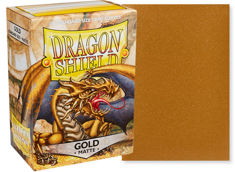 Dragon Shield Standard Size Matte Sleeves - Gold (100 Sleeves)