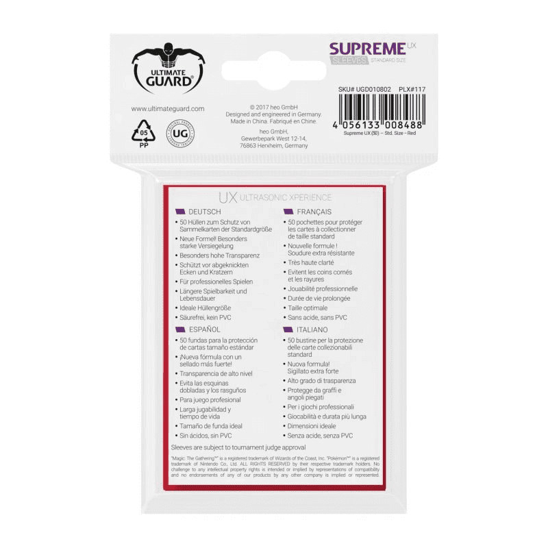 Ultimate Guard Supreme UX Sleeves Standardgröße Red (50)