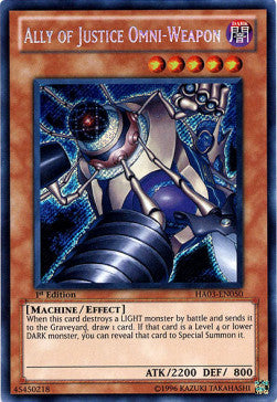 Verbündeter der Gerechtigkeit Omniwaffe HA03-DE050 Secret Rare Light Played Deutsch 1. Auflage