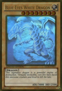 Blue-Eyes White Dragon GLD5-001 Ghost Rare Good Englisch