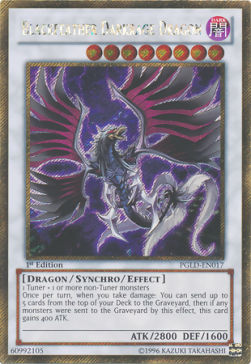 Schwarzfeder-Dunkelwutdrache PGLD-DE017 Gold Secret Rare Light Played Deutsch 1. Auflage