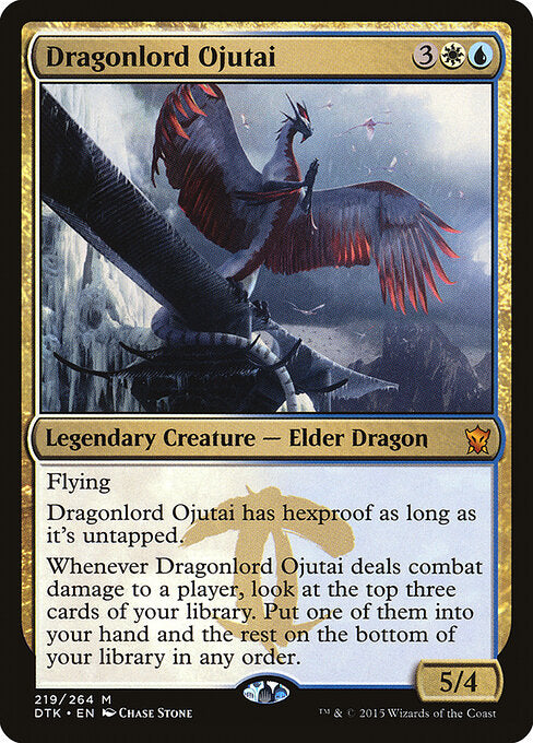 Dragonlord Ojutai DTK-219 Mythic Light Played Englisch