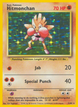 Hitmonchan BS-7 Holo Rare Poor Englisch