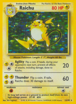 Raichu BS-14 Holo Rare Played Englisch