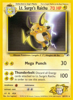 Lt. Surge's Raichu GH-28 Rare Played Englisch