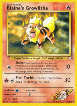 Blaine's Growlithe GH-35 Uncommon Excellent Englisch