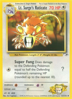 Lt. Surge's Raticate GH-51 Uncommon Light Played Englisch