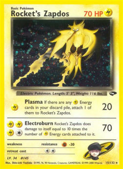 Rocket's Zapdos GC-15 Holo Rare Played Englisch