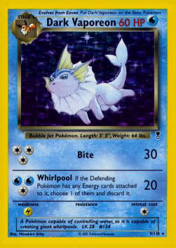 Dark Vaporeon LC-9 Holo Rare Poor Englisch