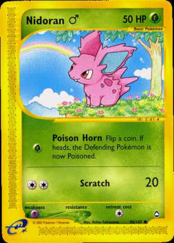 Nidoran ♂ AQ-96 Common Light Played Deutsch Reverse Holo