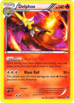 Delphox XY-26 Holo Rare Light Played Französisch