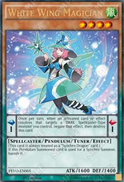Weißflügel-Magierin PEVO-005 Ultra Rare Light Played Deutsch 1. Auflage