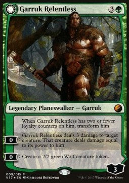 Garruk der Unbarmherzige / Garruk der Schleierverfluchte V17-9 Mythic Excellent Englisch Foil
