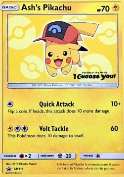 Ash's Pikachu SM-111 Promo Near Mint Deutsch