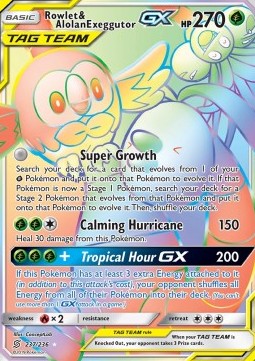 Rowlet & Alolan Exeggutor GX UNM-237 Secret Rare Poor Deutsch