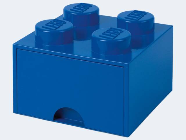 ROOM LEGO Box 4er blau mit Schublade 25x25x18cm