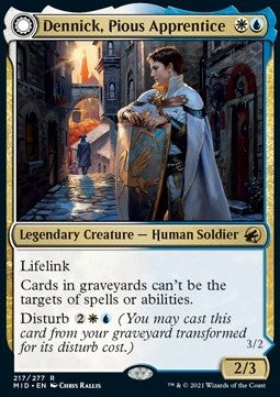 Dennick, Pious Apprentice // Dennick, Pious Apparition MID-217 Rare Good Deutsch Foil