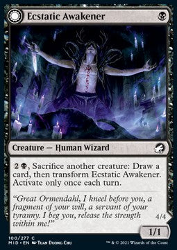 Ecstatic Awakener // Awoken Demon MID-100 Common Near Mint Deutsch Foil