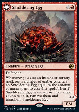 Smoldering Egg // Ashmouth Dragon MID-159 Rare Near Mint Englisch Foil