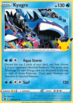 Kyogre CEL-003 Holo Rare Good Englisch