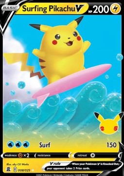 Surfendes Pikachu V CEL-008 Ultra Rare Light Played Deutsch