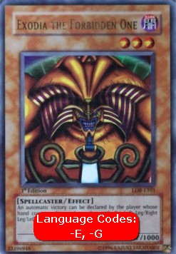 Exodia, die Verbotene (V.1) LOB-101 Ultra Rare Light Played Deutsch