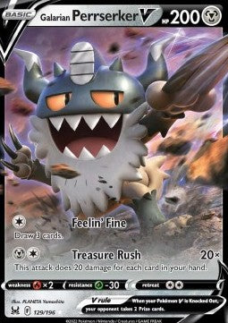 Galarian Perrserker V LOR-129 Ultra Rare Excellent Englisch