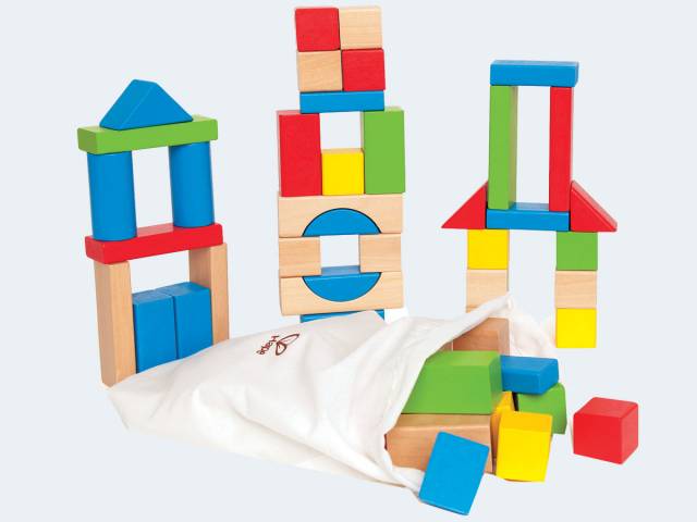 Hape 50 Bausteine Holz bunt