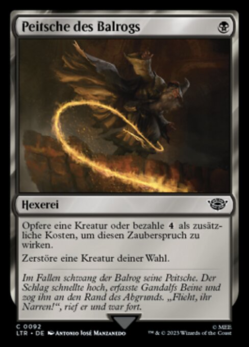 Peitsche des Balrogs LTR-92 Common Near Mint Deutsch Foil