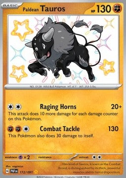 Paldean Tauros PAF-172 Shiny Rare Near Mint Englisch