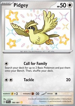 Pidgey PAF-196 Shiny Rare Near Mint Englisch