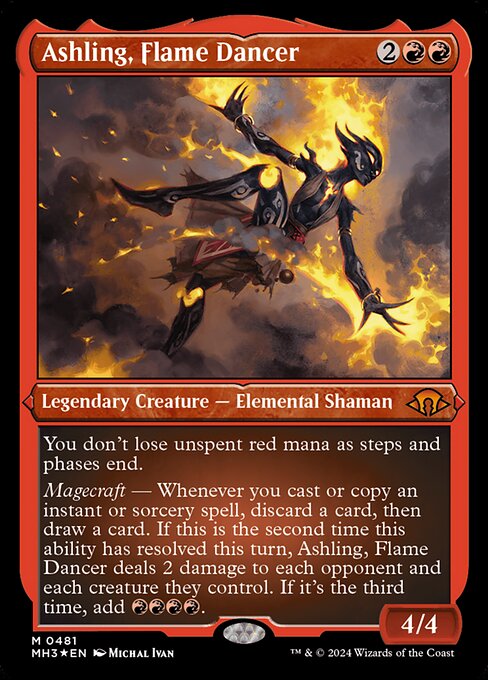 Ascheline die Flammentänzerin (V.3) XMH3-481 Mythic Near Mint Englisch Foil