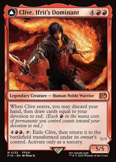Clive, Ifrit's Dominant // Ifrit, Warden of Inferno FIN-133 Mythic Near Mint Englisch