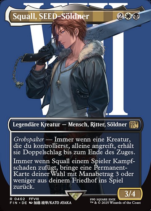 Squall, SeeD Mercenary (V.1) XFIN-402 Rare Near Mint Deutsch Foil