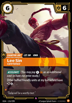 Lee Sin, Centered (V.1) OGN-151 Rare Excellent Englisch Foil