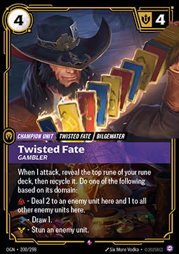Twisted Fate, Gambler OGN-200 Rare Near Mint Englisch Foil