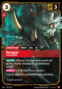 Rengar, Pouncing SFD-025 Rare Near Mint Englisch Foil
