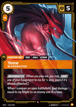 Yone, Blademaster SFD-116 Rare Near Mint Englisch Foil