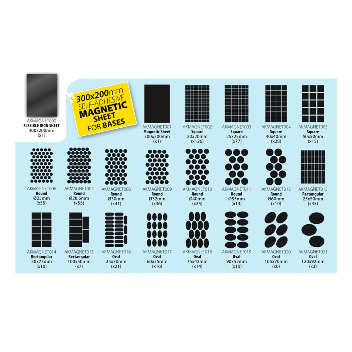 AK Interactive Magnets for Bases MAGNETIC SHEET 300x200 - 1 unid