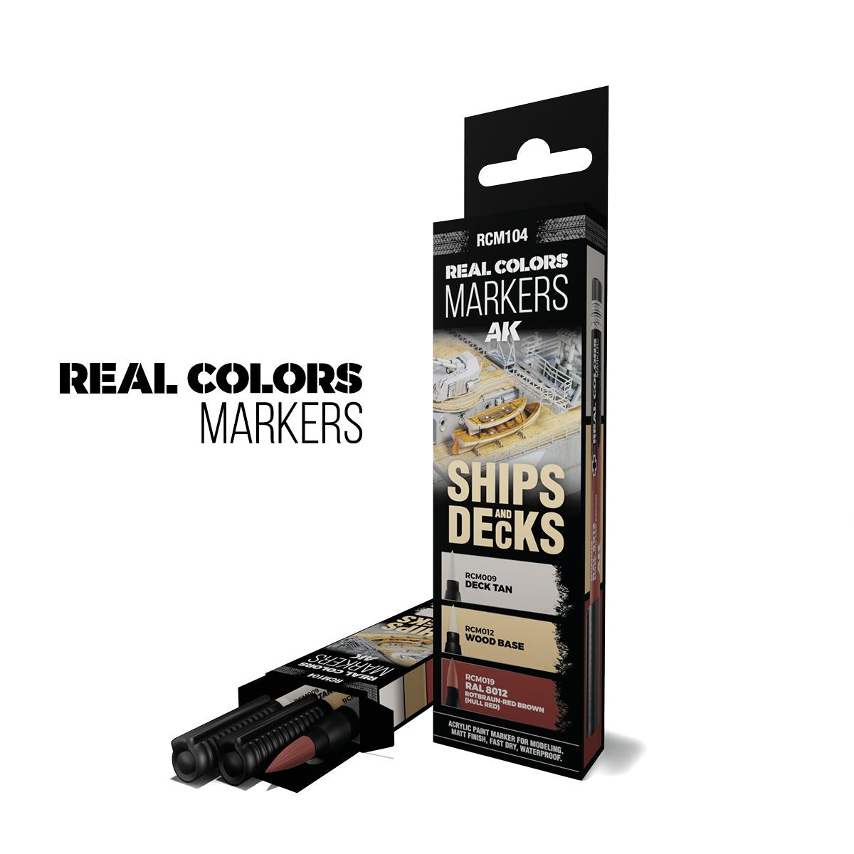 AK Interactive REAL COLORS MARKERS Set Ships & Decks - Set 3 Real Colors Markers