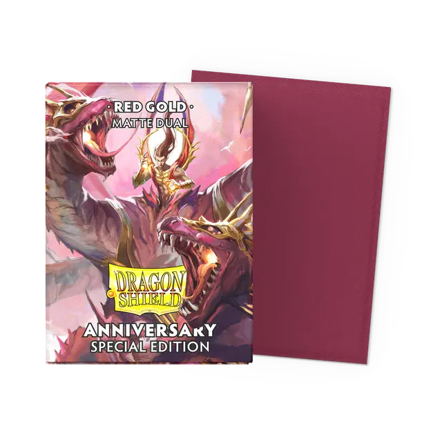 Dragon Shield Standard Size Dual Matte Sleeves - Anniversary Special Edition Red Gold (100 Sleeves)