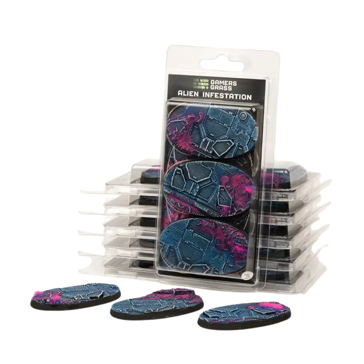 Gamers Grass Alien Infestation Bases, Oval 75mm (x3)