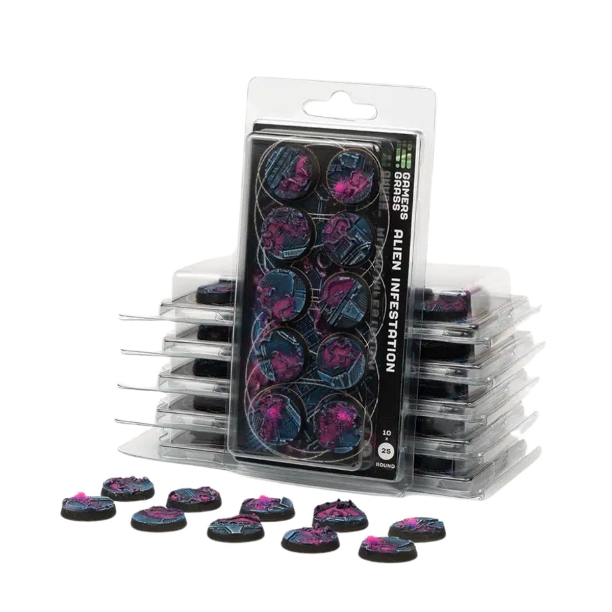 Gamers Grass Alien Infestation Bases, Round 25mm (x10)