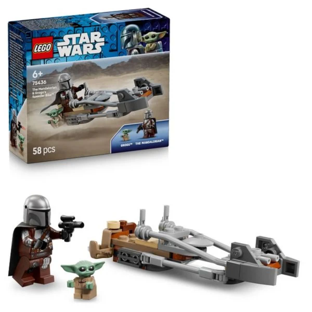 LEGO Star Wars Der Mandalorianer und Grogu auf ihrem Speeder Bike 75436