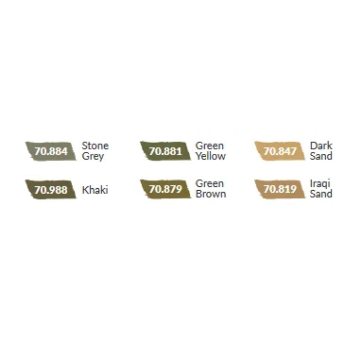 Vallejo Model Color Paint Set WWII Desert British & German Armour & Infantry (6 Farben)