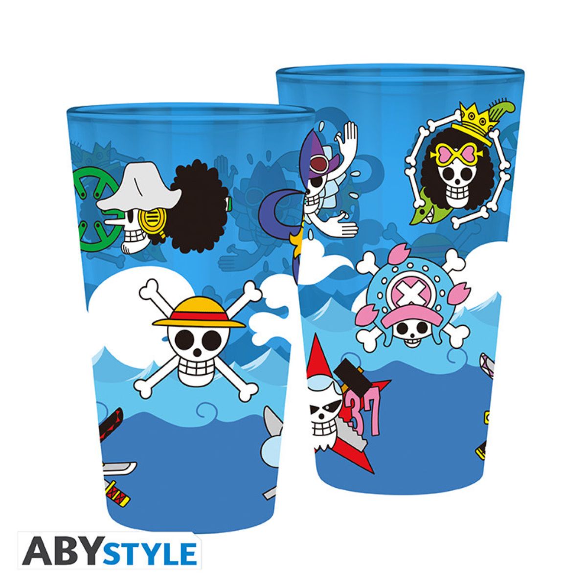 One Piece Large Glass 400ml Skulls
